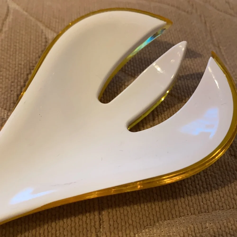 ~Guzzini~ White & Yellow Plastic Salad Serving Fork